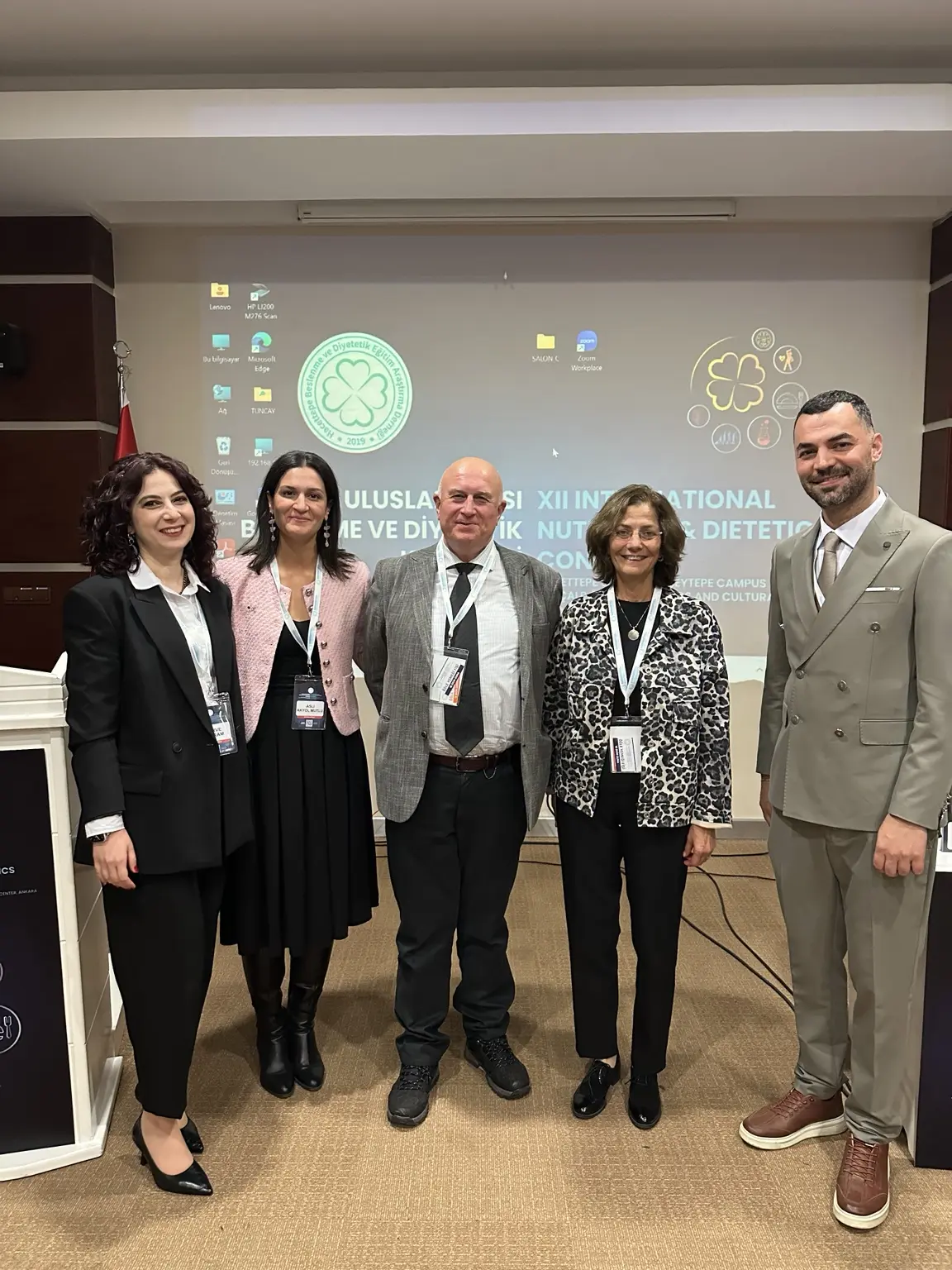 Speakers from a scientific session at the XII International Nutrition and Dietetics Congress, including Sedat Arslan and Prof. Aslı Akyol Mutlu